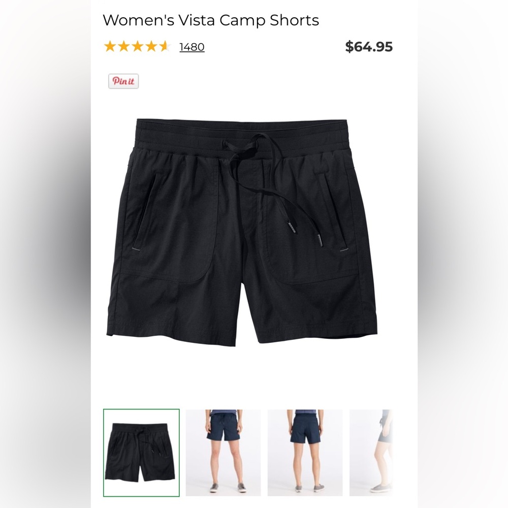 LL Bean Women's Black Vista Camp Shorts Size Large